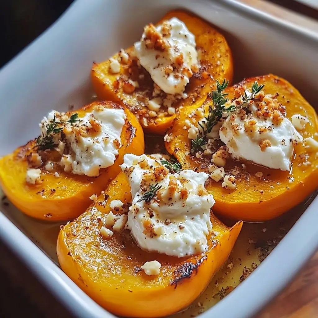 Délice d'Automne: Potimarron Rôti au Sirop d'Érable, Chèvre Fondant et Macadamia Croquantes