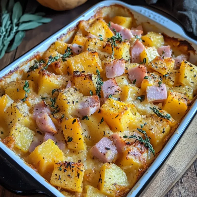 Casserole Réconfortante : Duo Butternut-Pommes de Terre et Jambon Fondan