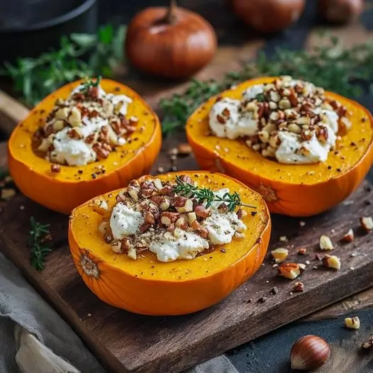 Délice d'automne : Potimarron farci au chèvre et noisette