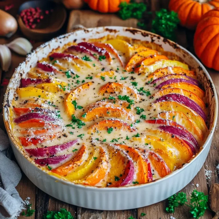 Délice multicolore : Gratin d'automne crémeux aux légumes doux