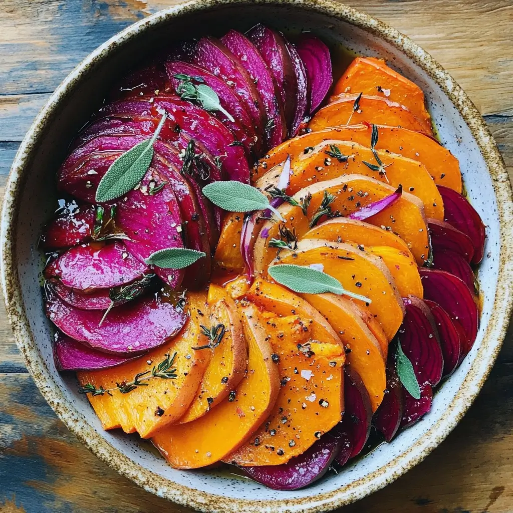 Explosion de couleurs : Tian d'automne aux légumes racines caramélisés