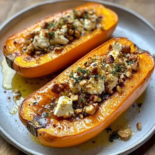 Butternut Rôti au Miel, Feta et Noix