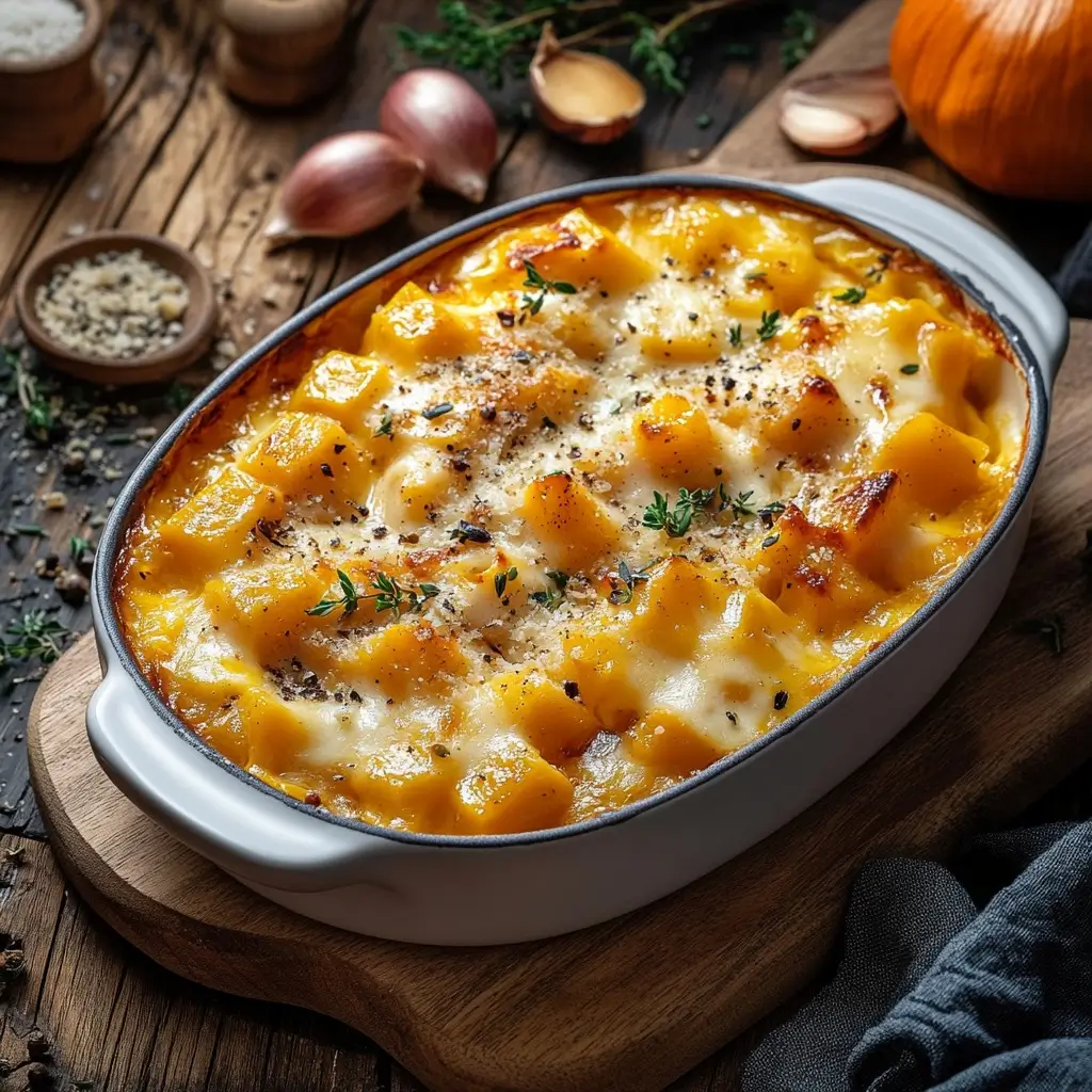 Gratin de Butternut et Châtaignes au Bleu d'Auvergne : Délice Crémeux des Montagnes