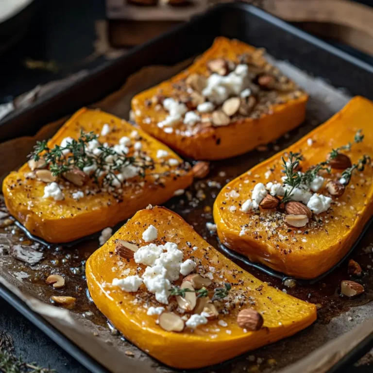 Délice d'automne : Courge musquée caramélisée, nuage de chèvre frais et croustillant d'amandes !