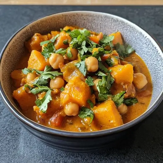 Curry de Pois Chiches et Potimarron à la Crème d'Amande