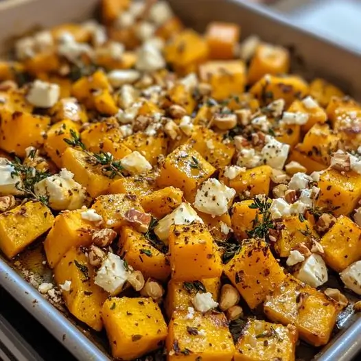 Butternut Rôti au Miel et Thym, Feta et Noisettes