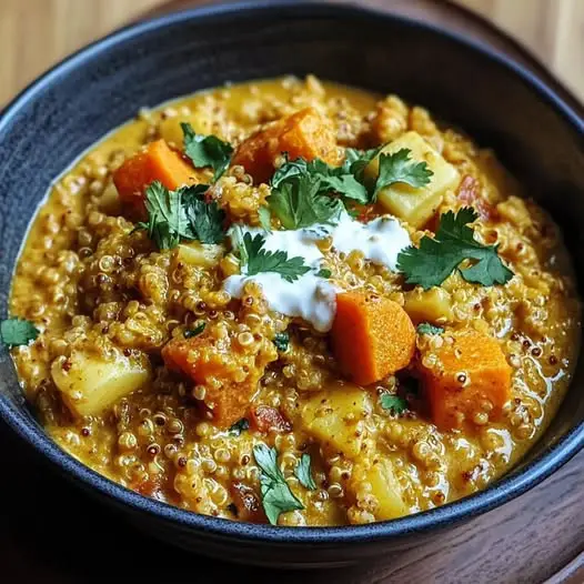 Curry de quinoa, lentilles corail et légumes d'hiver à la crème de coco
