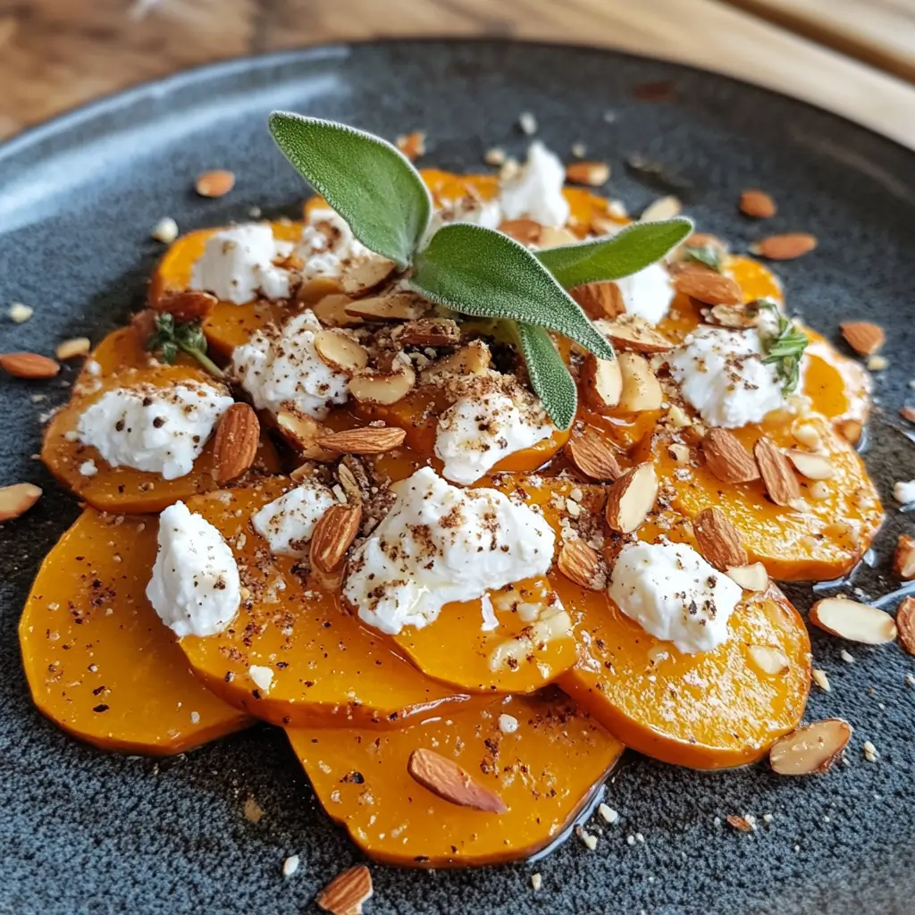 Courge musquée caramélisée, fromage de chèvre frais et amandes grillées : L'automne dans votre assiette !