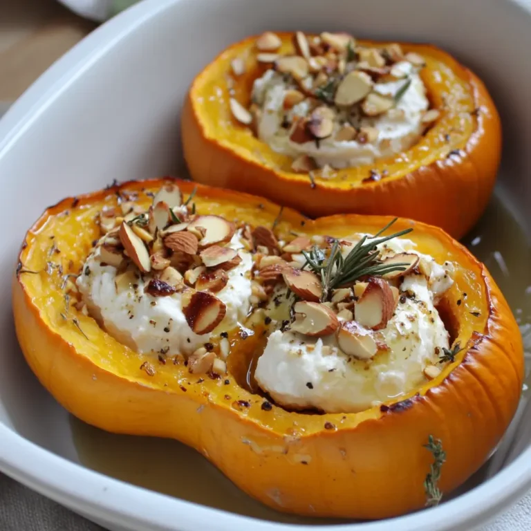 un délicieux potiron farci au chèvre et aux amandes