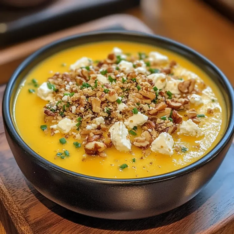 Douceur d'automne : Velouté de courge au crumble croquant feta-pécan