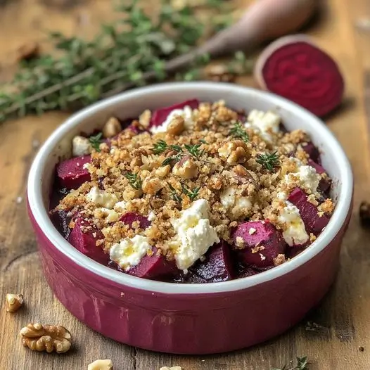 Crumble de Betteraves, Chèvre et Noix