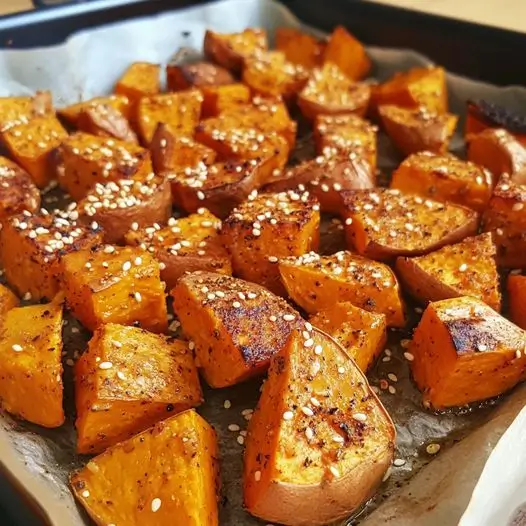 Patates douces rôties au miel et aux épices