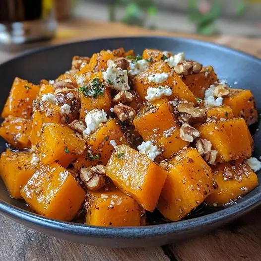 Délicieuse Courge Butternut Rôtie au Miel, Feta et Noix