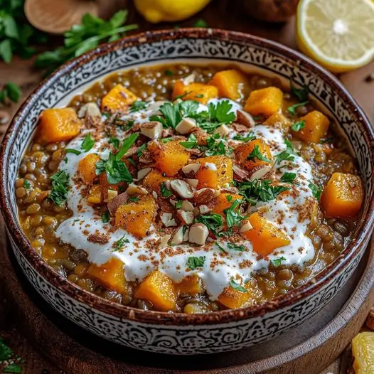 Tajine de Lentilles et de Butternut au Citron et à la Crème de Coco