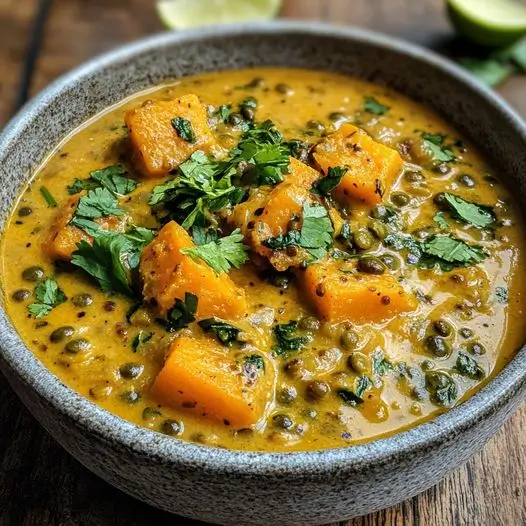 Curry de Butternut et Lentilles Vertes au Coco