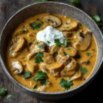 Curry de Champignons, Échalotes et Fromage Blanc