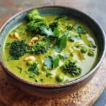 Curry de Brocoli, Épinards et Pois au Lait de Coco