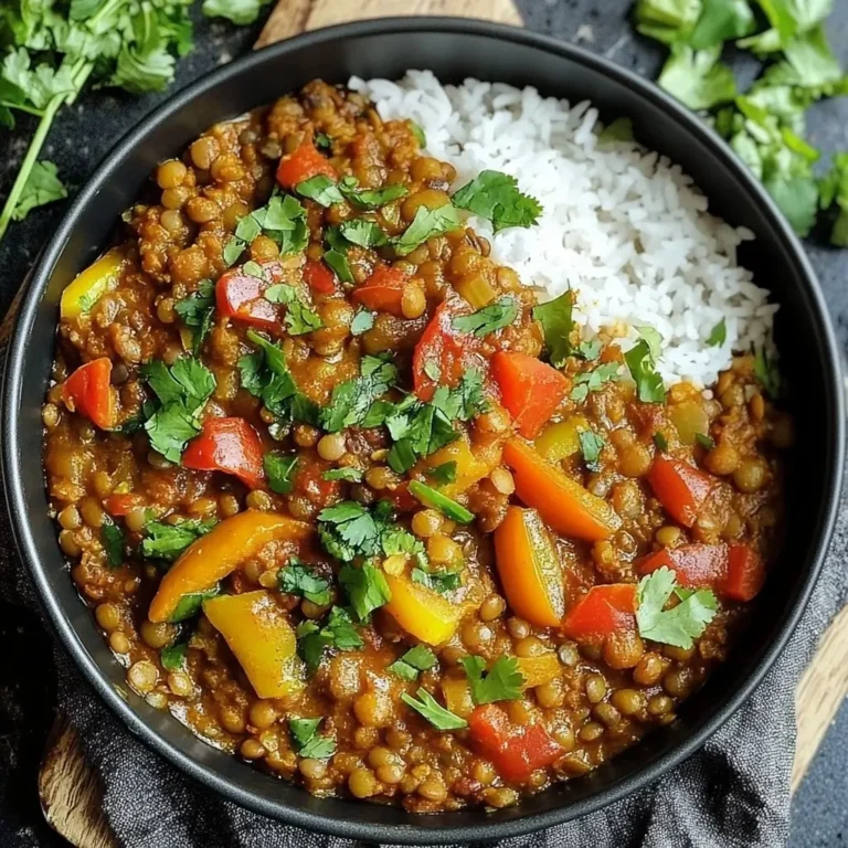 Curry Végétarien de Lentilles et de Poivrons au Lait de Coco