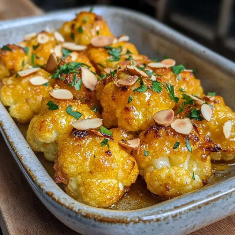 Chou-fleur Rôti au Curcuma, Miel et Amandes Effilées