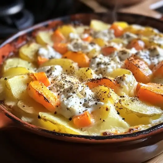 Gratin dauphinois revisité avec feta et légumes d'hiver