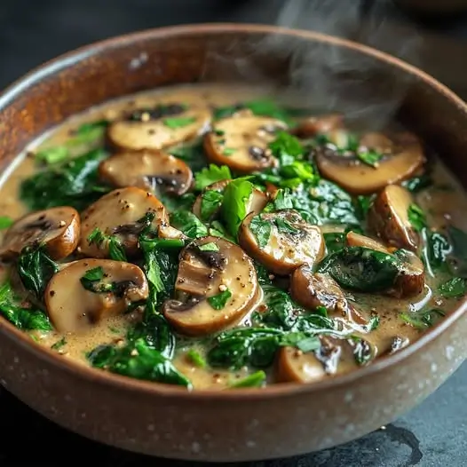 Sauté de champignons, épinards et haricots noirs à la sauce curry et lait de coco