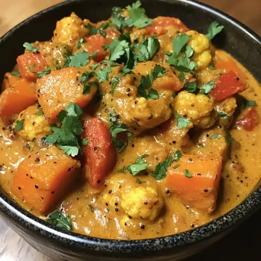 Curry de Patate Douce, Chou-Fleur et Lentilles Corail