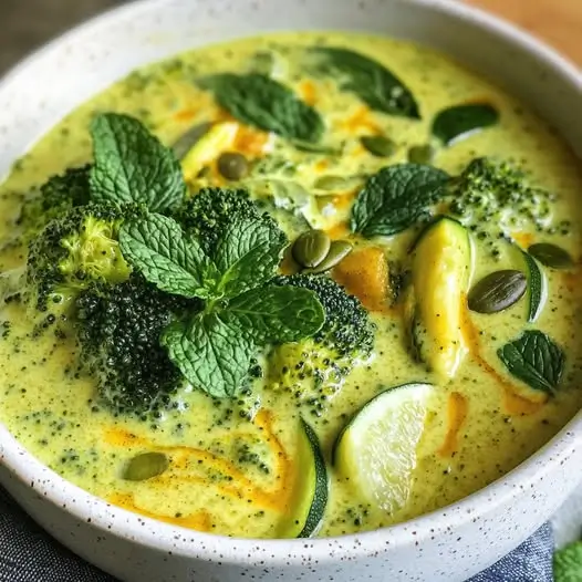 Velouté de Légumes Verts au Lait de Coco et Curcuma