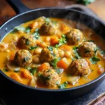 Curry de Butternut et Haricots Blancs avec Boulettes Végétales