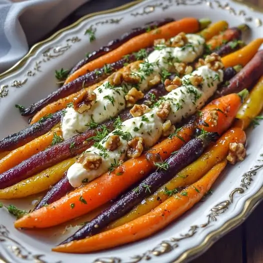 Carottes Confites au Miel et au Thym, Chèvre Frais aux Noix