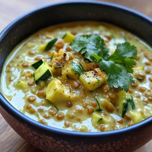 Lentilles et Courgettes au Curry et Crème de Noix de Macadamia