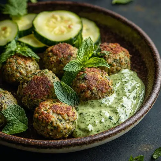 Boulettes de Lentilles Corail et Courgettes à la Sauce Menthe