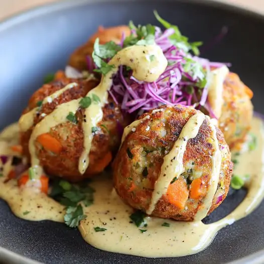 Boulettes de Légumes Racines et Pois Chiches, Sauce Gingembre-Citronnelle