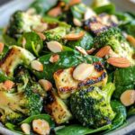 Salade de Brocoli Grillé, Épinards et Amandes