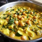 Curry de Pois Chiches, Courgettes et Épinards au Lait d'Avoine