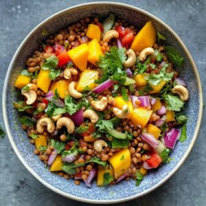 Salade de Lentilles Corail, Mangue et Noix de Cajou