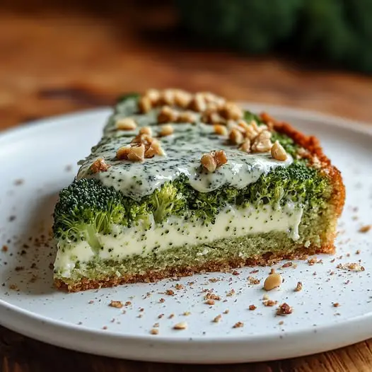 Gâteau de Brocoli et Parmesan, Sauce au Roquefort et Noix