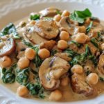 Sauté de Champignons, Pois Chiches et Épinards à la Crème de Coco