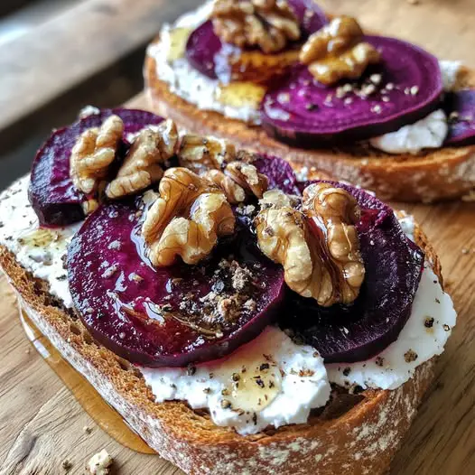 Tartine de Betterave, Chèvre et Noix