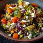 Salade Tiède de Quinoa et Légumes Grillés à la Vinaigrette de Pistache et Feta