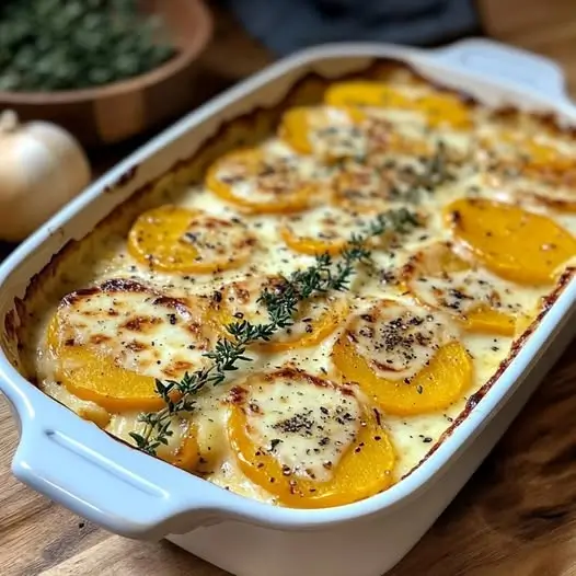 🍂 Réconfort d'automne : Gratin onctueux de butternut et pommes de terre dorées 🥔