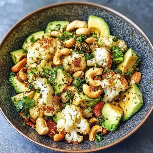 Salade de Chou-Fleur Rôti, Avocat et Noix de Cajou