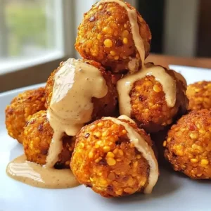 Boulettes de Lentilles Corail et Patate Douce, Sauce Coco-Curry au Tahini