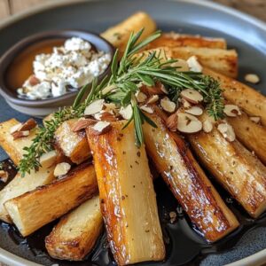 Douceur Hivernale : Panais Rôti au Miel de Romarin, Chèvre Frais et Amandes