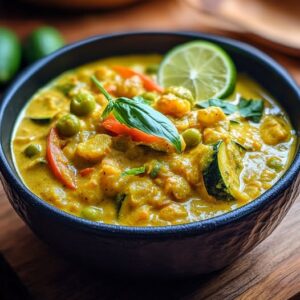 Curry de courgettes et pois cassés au lait de coco et citron vert