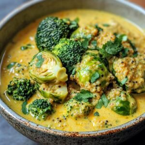 Curry de Choux de Bruxelles et Brocoli, Lait de Coco et Quinoa