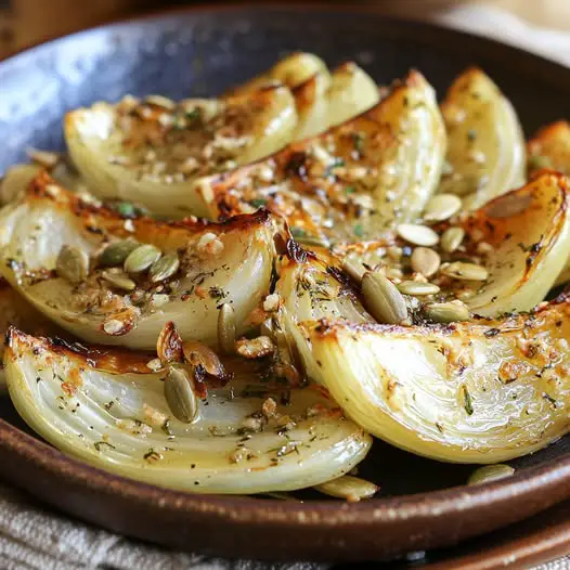 Fenouil rôti au miel et balsamique, parmesan et graines de courge